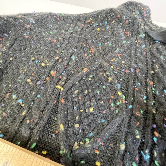 John + Jenn Black Cropped Knit Cardigan Sweater M V-Neck Tie Back Relaxed Fit - Picture 7 of 7